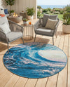 Urban Terrace Collection Area Rug - Veranda Round Blue  lifestyle 42