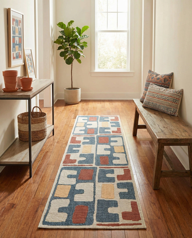 Coastal Terrace Collection Area Rug -  Sail Runner Ivory and Blue  lifestyle 23