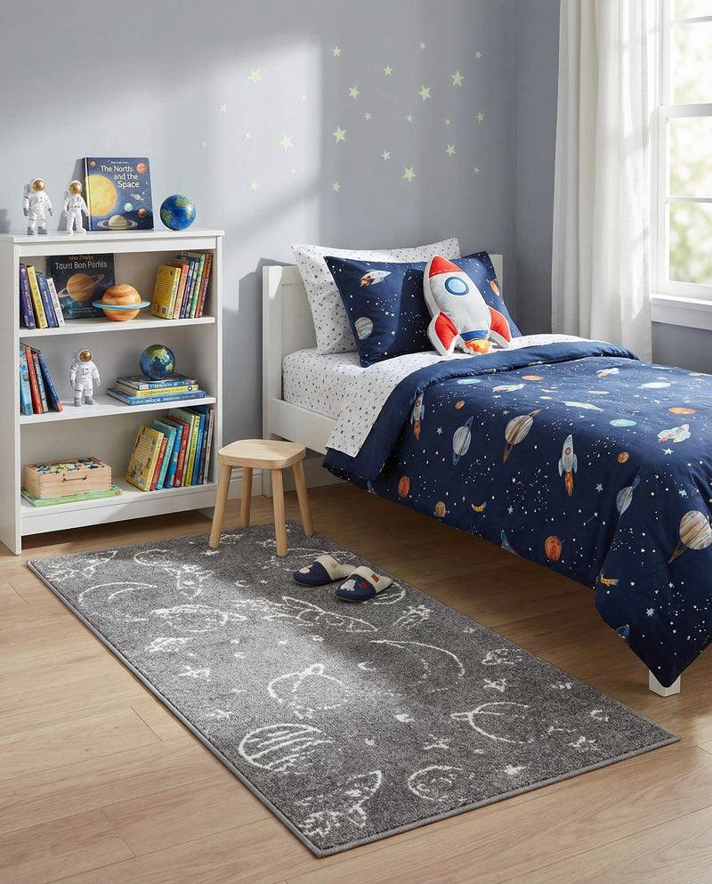 Wonder Tykes Collection Area Rug -  Jigsaw Runner Gray  lifestyle 73
