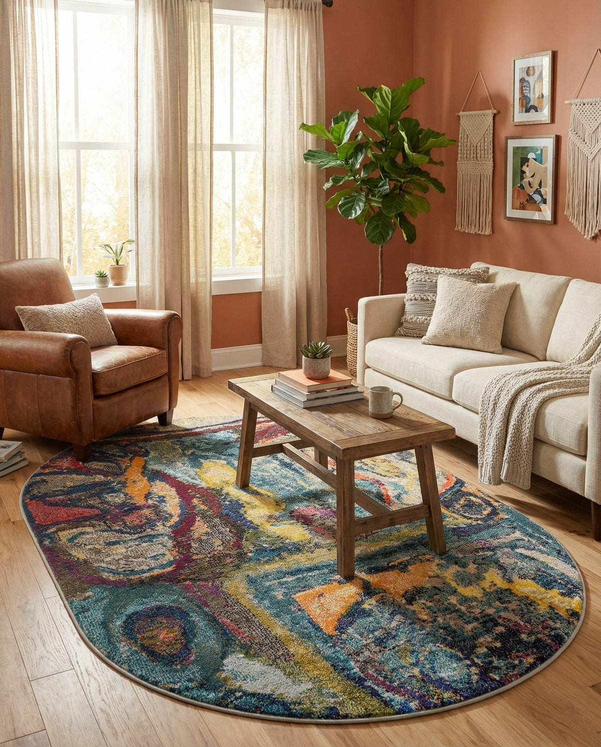 Autumnal Tapestry Collection Area Rug - Harvestville Oval Multi  lifestyle 90