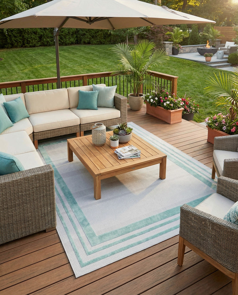 Bahama Breeze Outdoor Collection Area Rug -  Abaco Rectangle Gray Teal  lifestyle 20