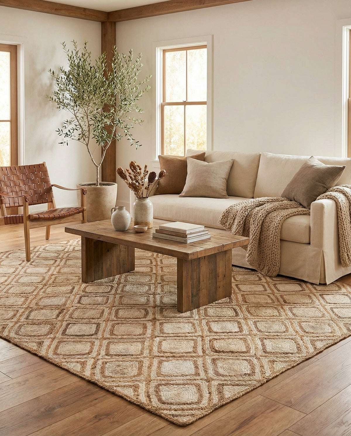 Woven Seaside Jute Collection Area Rug - Marina Rectangle Natural  lifestyle 28