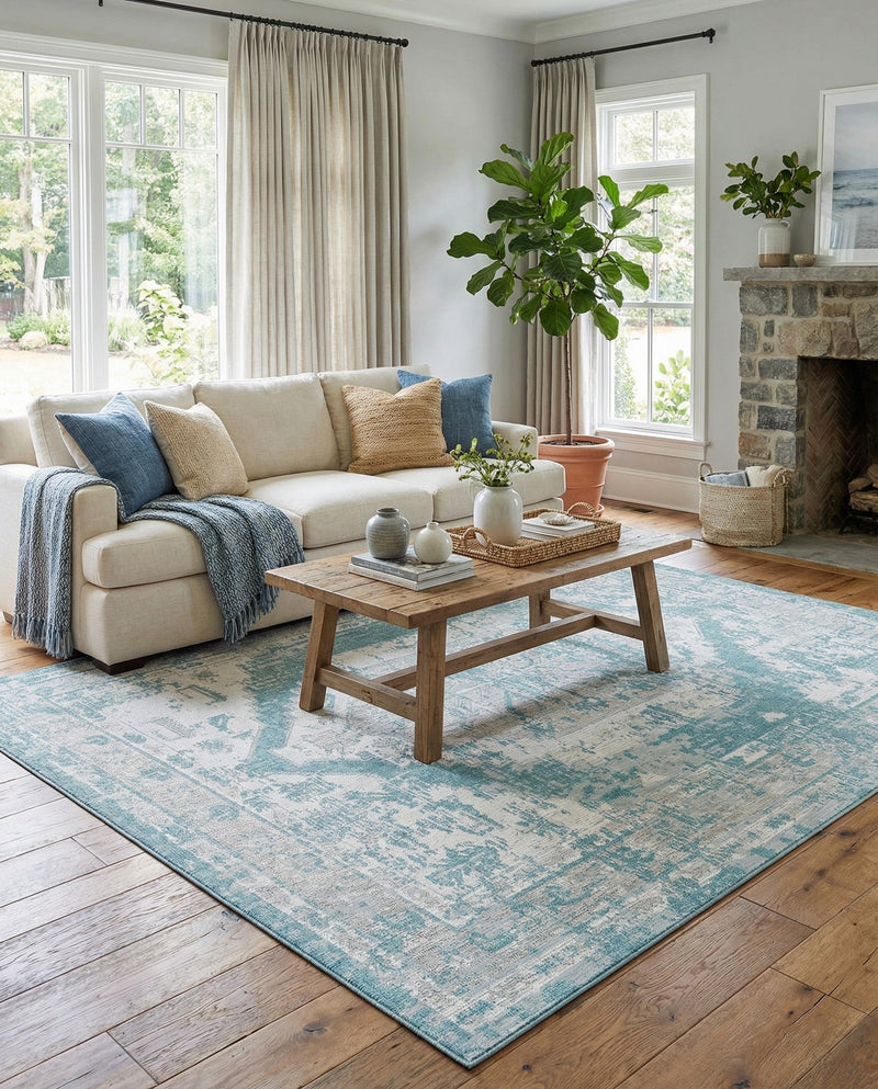 Patio Heritage Collection Area Rug -  Augusta (Aqua) Rectangle Aqua  lifestyle 4