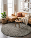 Plush Oasis Collection Area Rug - Serenity (Cloud Gray) Round Cloud Gray  lifestyle 74