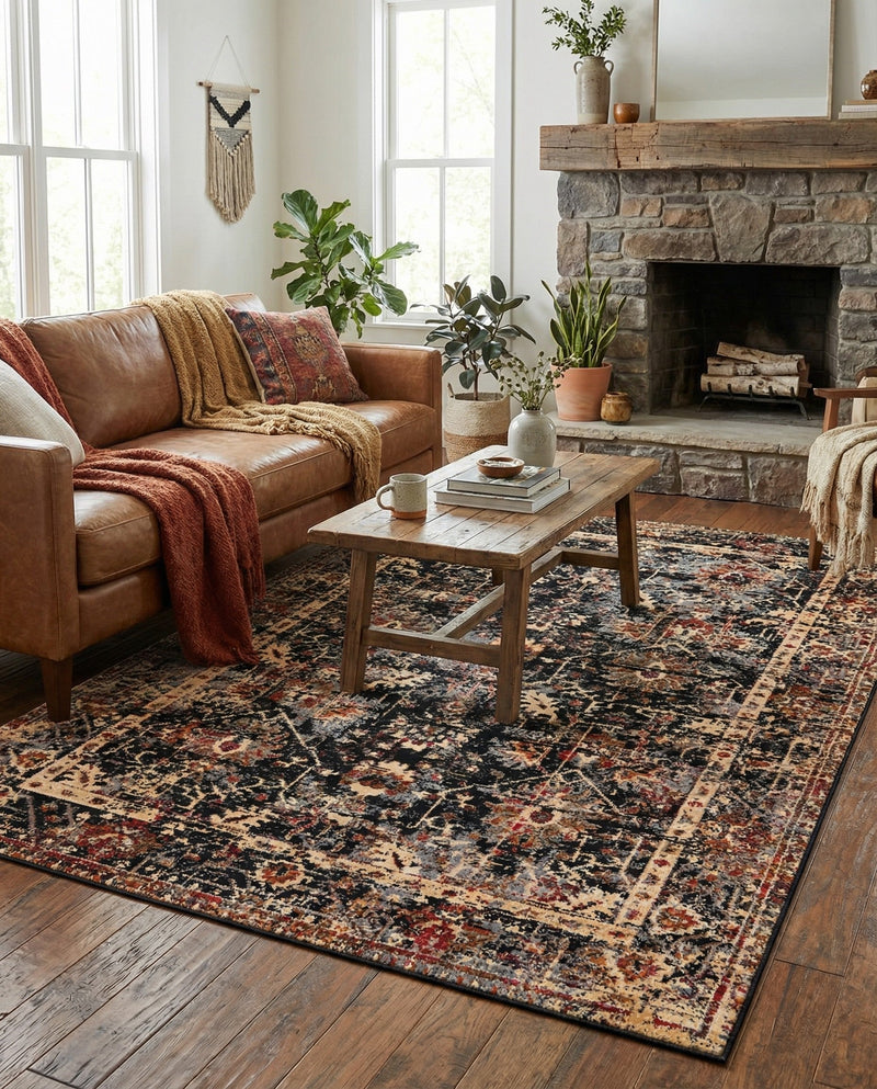 Neptune Elegance Collection Area Rug -  Galatea (Black) Rectangle Black  lifestyle 16