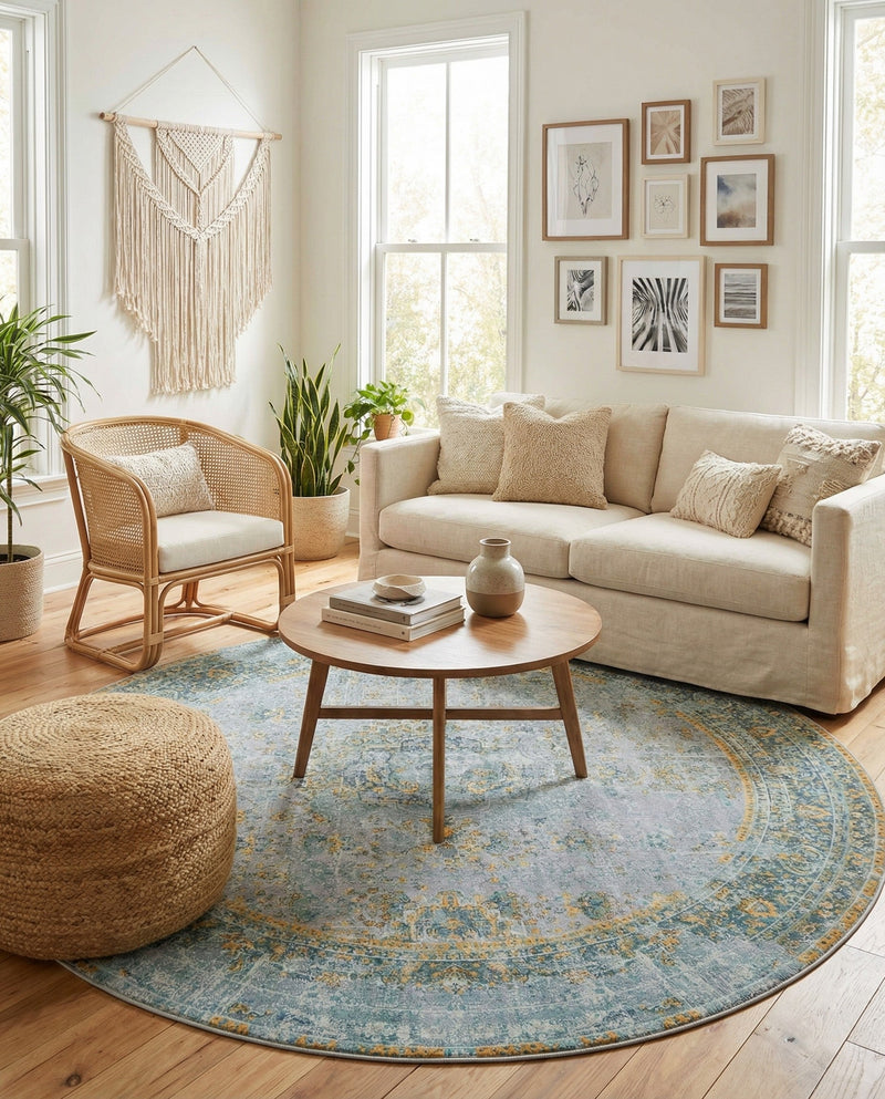 Caribbean Breeze Collection Area Rug -  Calypso Round Gray  lifestyle 40