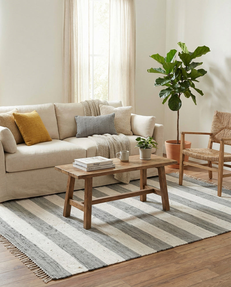 Tassel Trail Collection Area Rug - Pathway (Gray) Rectangle Gray  lifestyle 8