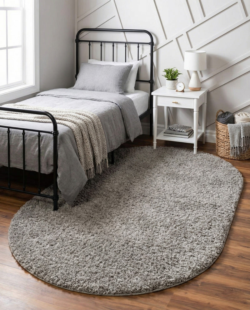 Plush Oasis Collection Area Rug - Serenity (Cloud Gray) Oval Cloud Gray  lifestyle 57