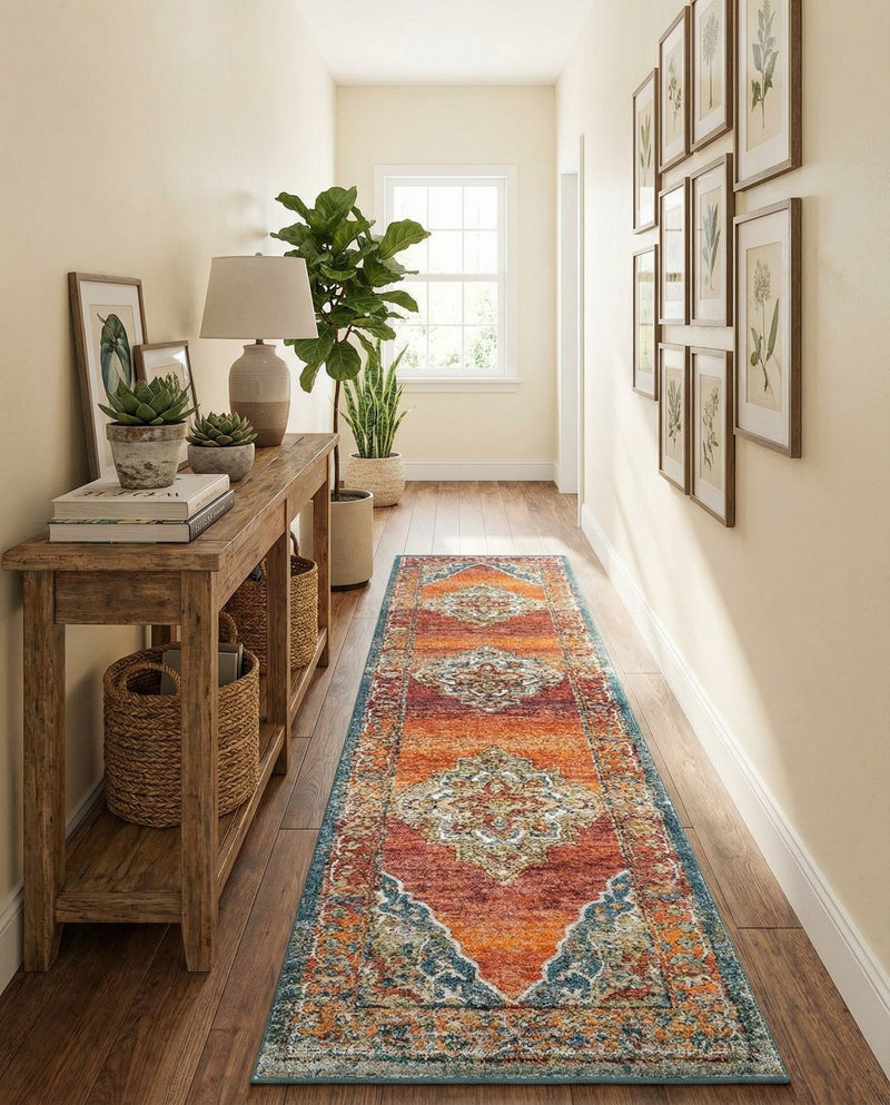 Savannah Soiree Collection Area Rug - Serengeti (Rust Red) Runner Rust Red  lifestyle 59