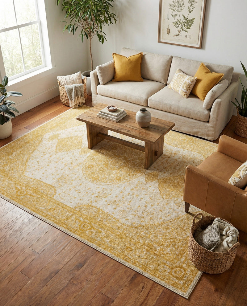 Dover Terrace Collection Area Rug - Marina (Yellow) Rectangle Yellow  lifestyle 15