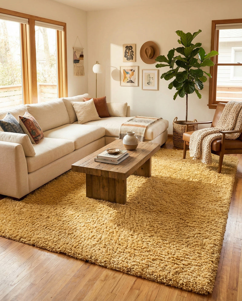 Alpine Plush Collection Area Rug -  Cortina (Sun Yellow) Rectangle Sun Yellow  lifestyle 8