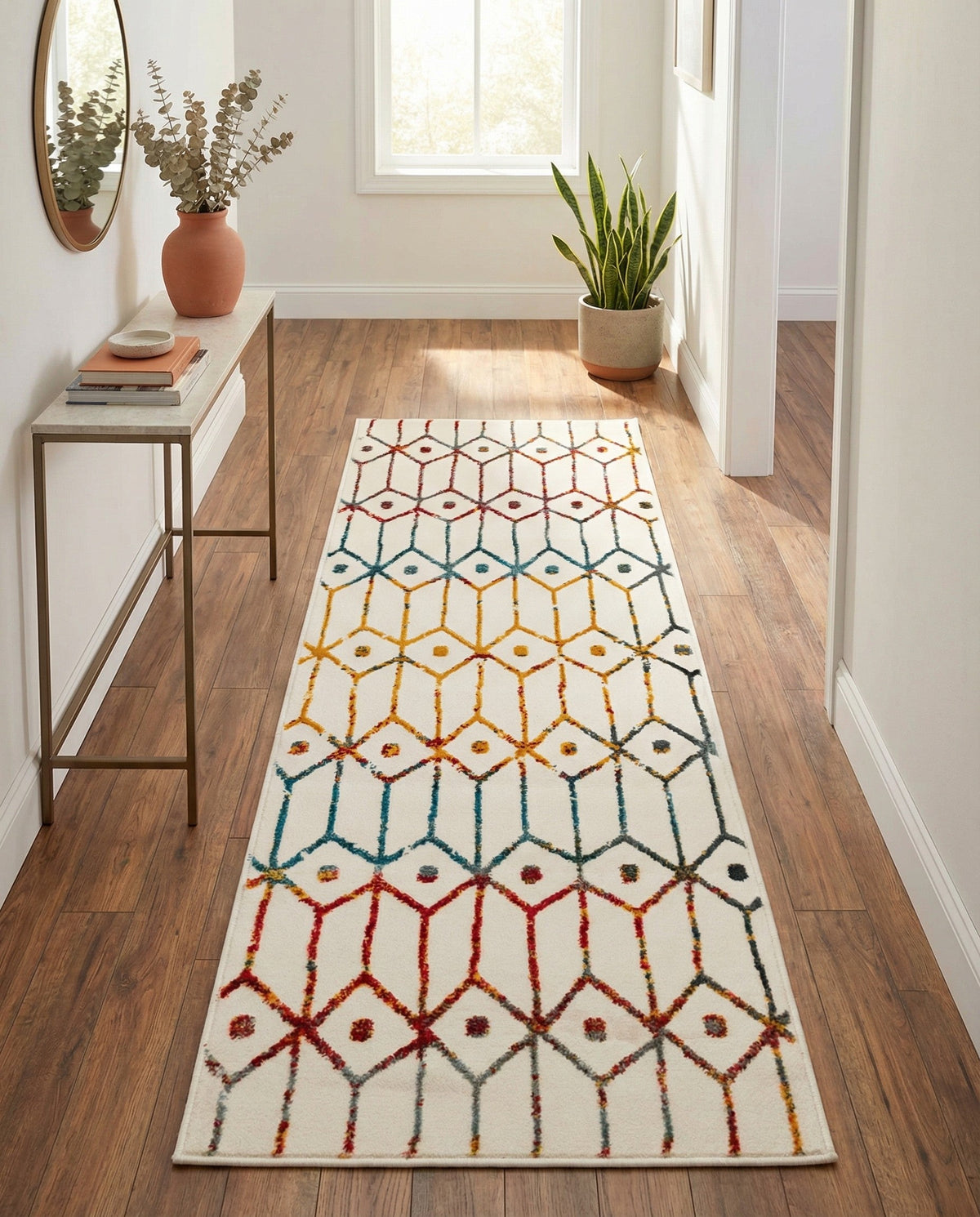 Garden Maze Retreat Collection Area Rug -  Mazeview Runner Multi  lifestyle 124