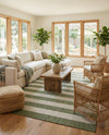 Seaside Stripes Collection Area Rug -  Veranda Rectangle Green  lifestyle 27