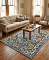 Tabriz Tapestry Collection Area Rug - Sahand (Blue) Rectangle Blue  lifestyle 12