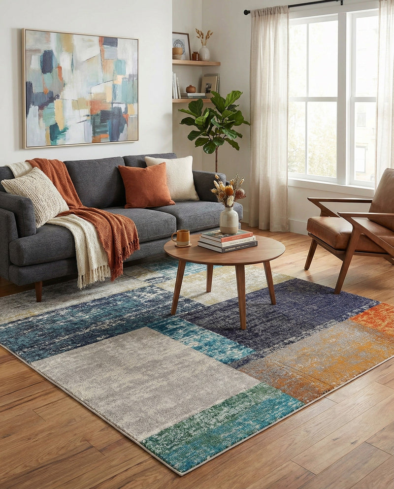 Colorburst Oasis Collection Area Rug - Palette Square Multi  lifestyle 21