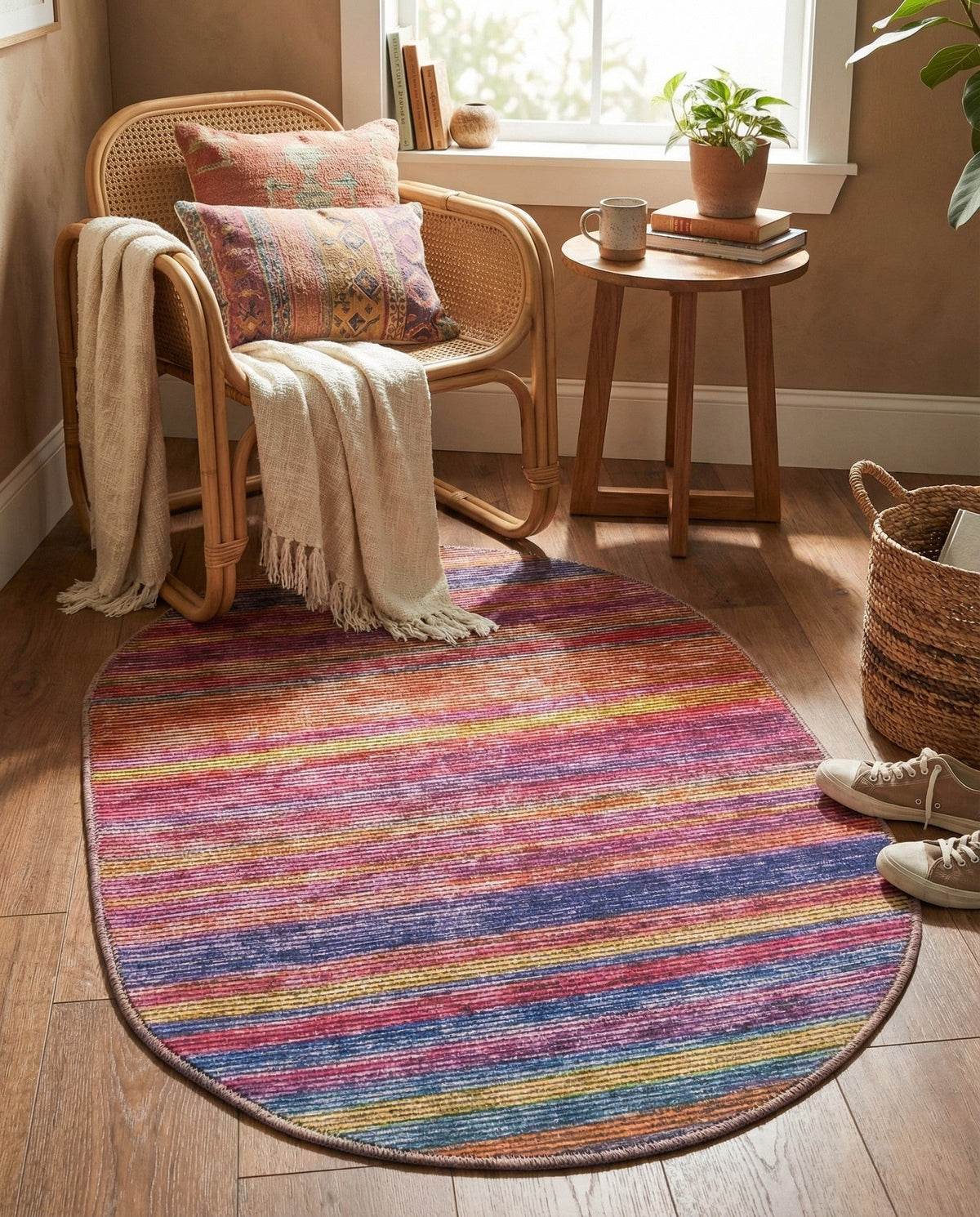 Sahara Essence Collection Area Rug - Oasis (Multi) Oval Multi  lifestyle 45