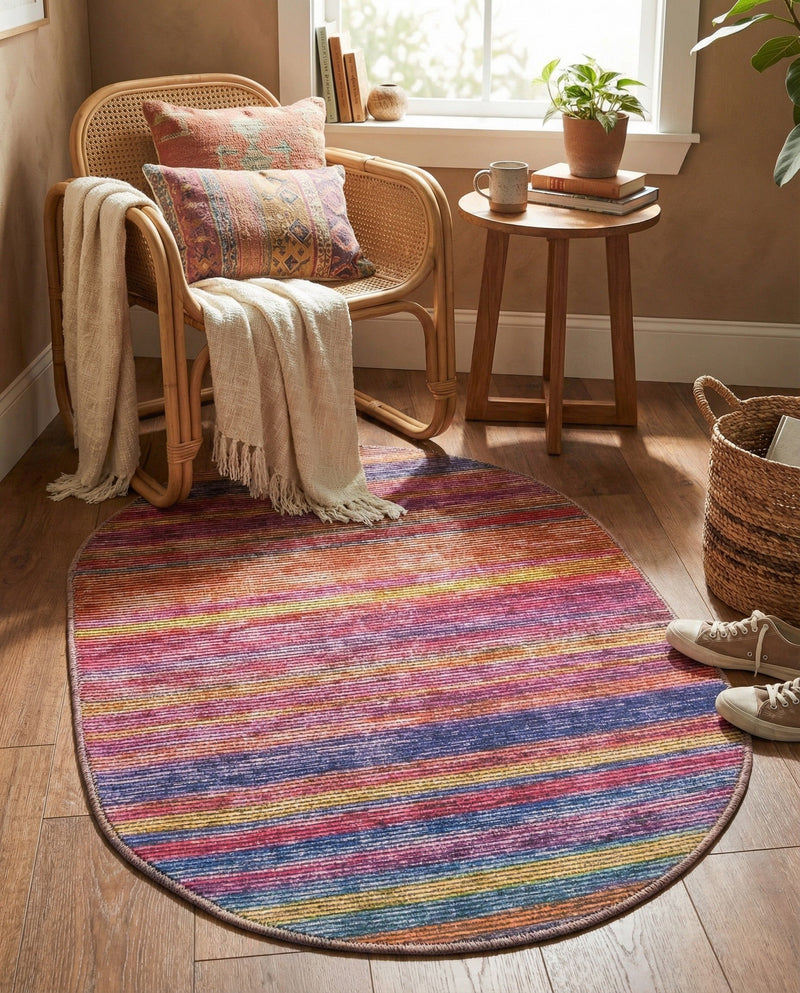 Sahara Essence Collection Area Rug - Oasis (Multi) Oval Multi  lifestyle 45
