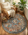 Patio Heritage Collection Area Rug -  Oasis Round Multi  lifestyle 76