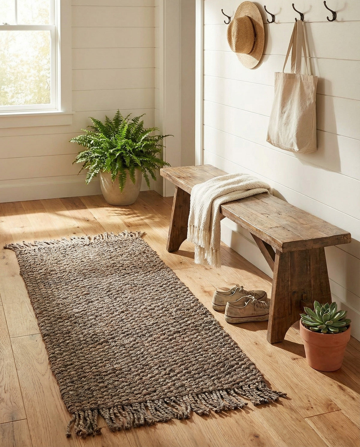 Savannah Jute Collection Area Rug - Seashore Runner Gray  lifestyle 93