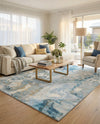 Urban Terrace Collection Area Rug -  Vertex Rectangle Blue and Ivory  lifestyle 4
