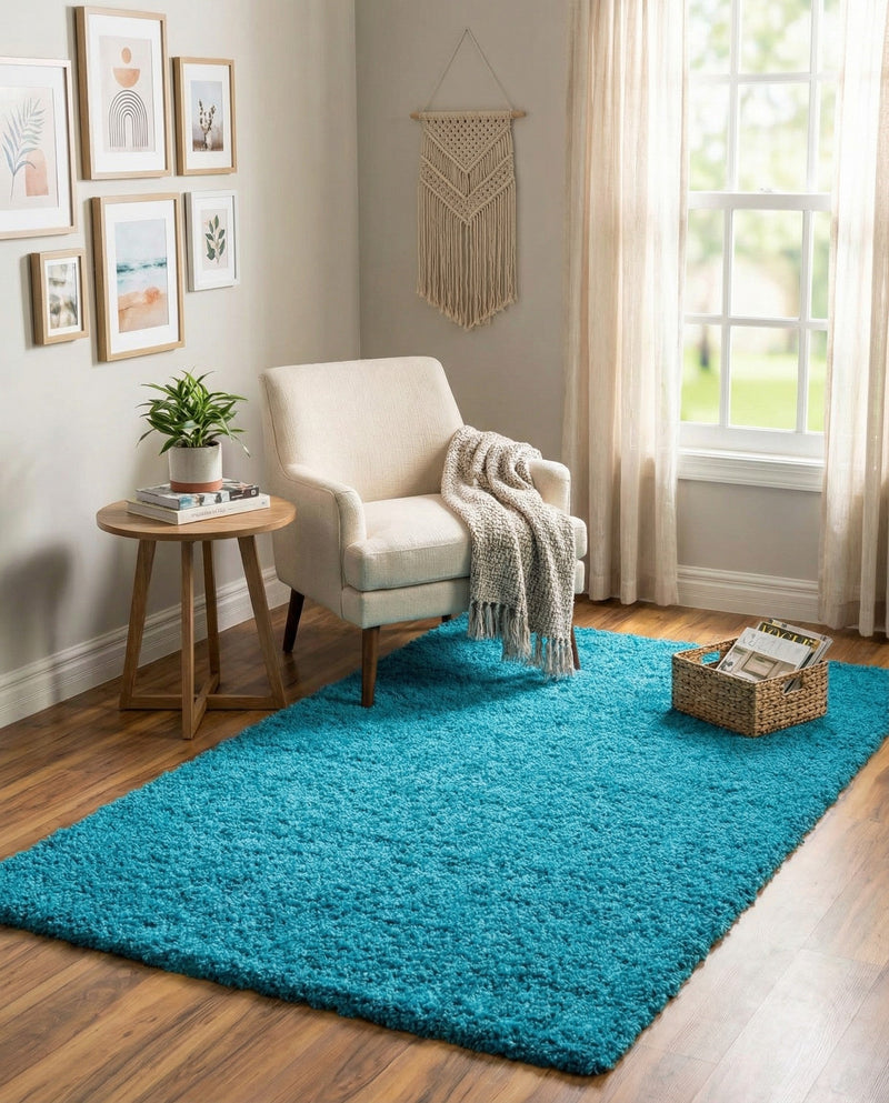 Plush Oasis Collection Area Rug - Serenity (Turquoise) Rectangle Turquoise  lifestyle 9