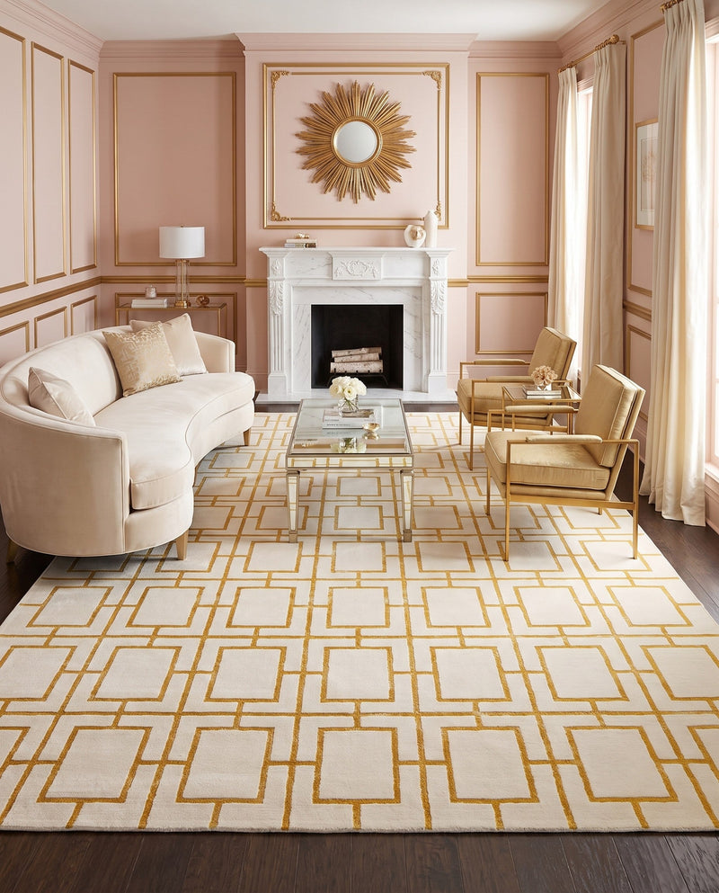 Hollywood Luxe Collection Area Rug -  Beverly (White Gold) Rectangle White Gold  lifestyle 20