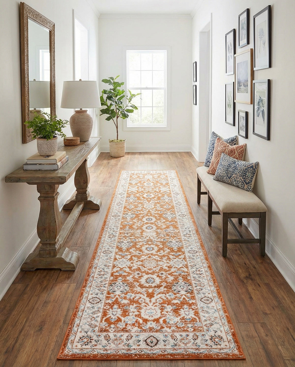 Savannah Elegance Collection Area Rug - Augusta (Rust Red) Runner Rust Red  lifestyle 58