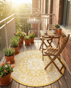 Tribal Terrace Treasures Collection Area Rug -  Incan Isle (Yellow) Round Yellow  lifestyle 86
