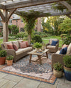 Patio Heritage Collection Area Rug -  Courtyard Rectangle Navy Blue and Light Pink  lifestyle 3
