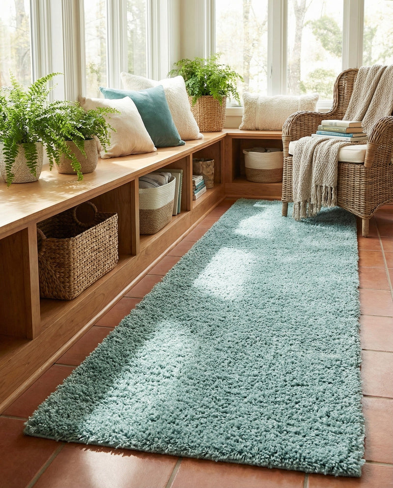 Plush Oasis Collection Area Rug - Serenity (Light Slate Blue) Runner Light Slate Blue  lifestyle 78
