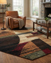 Bistro Lounge Collection Area Rug -  Latte Octagon Multi  lifestyle 56