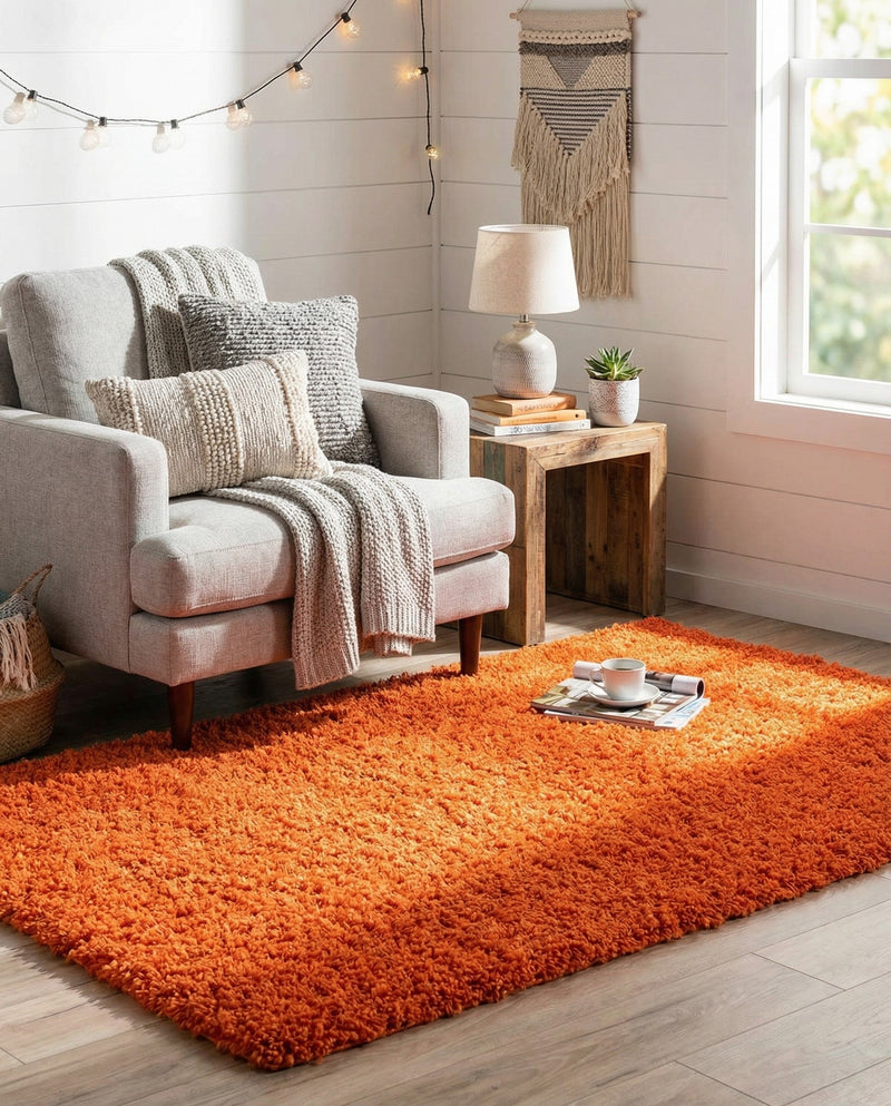 Plush Oasis Collection Area Rug - Serenity (Tiger Orange) Rectangle Tiger Orange  lifestyle 8