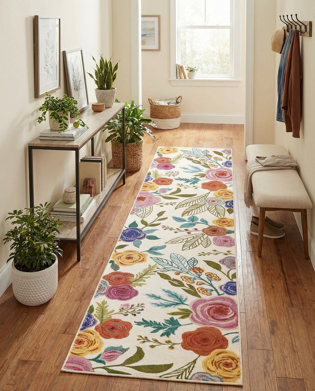 Meadow Breeze Collection Area Rug -  Petal Runner Ivory  lifestyle 83