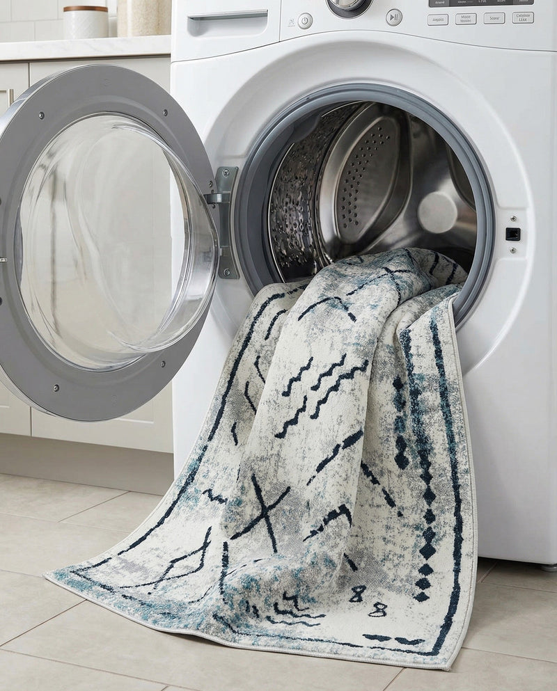 Aegean Elegance Washables Collection Area Rug - Santorini Rectangle Ivory Gray  lifestyle 53