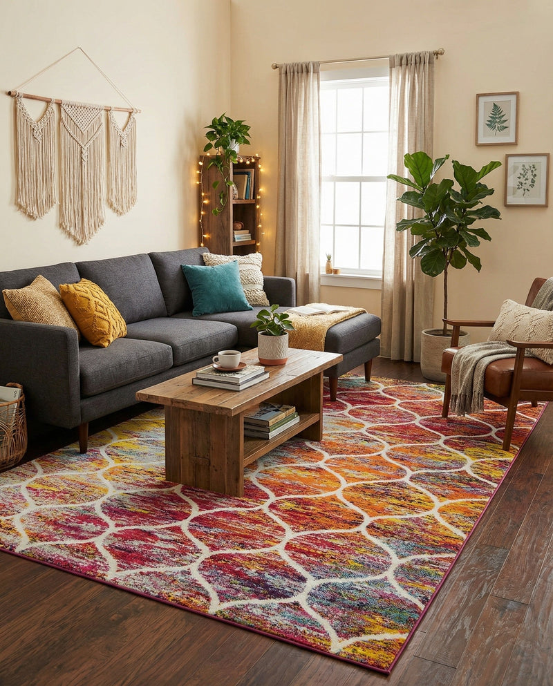 Trellis Mosaic Collection Area Rug -  Pergolatown (Multi) Rectangle Multi  lifestyle 9