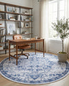 Baroque Era Collection Area Rug - Versailles (Gray Blue) Round Gray Blue  lifestyle 61