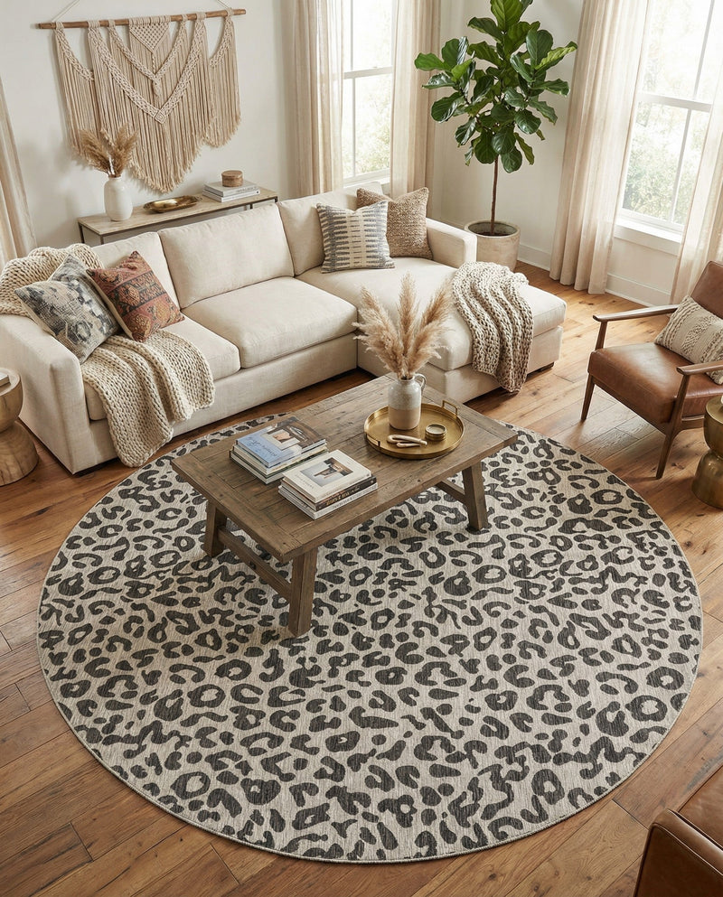 Savannah Escape Collection Area Rug -  Amazon (Light Gray) Round Light Gray  lifestyle 32