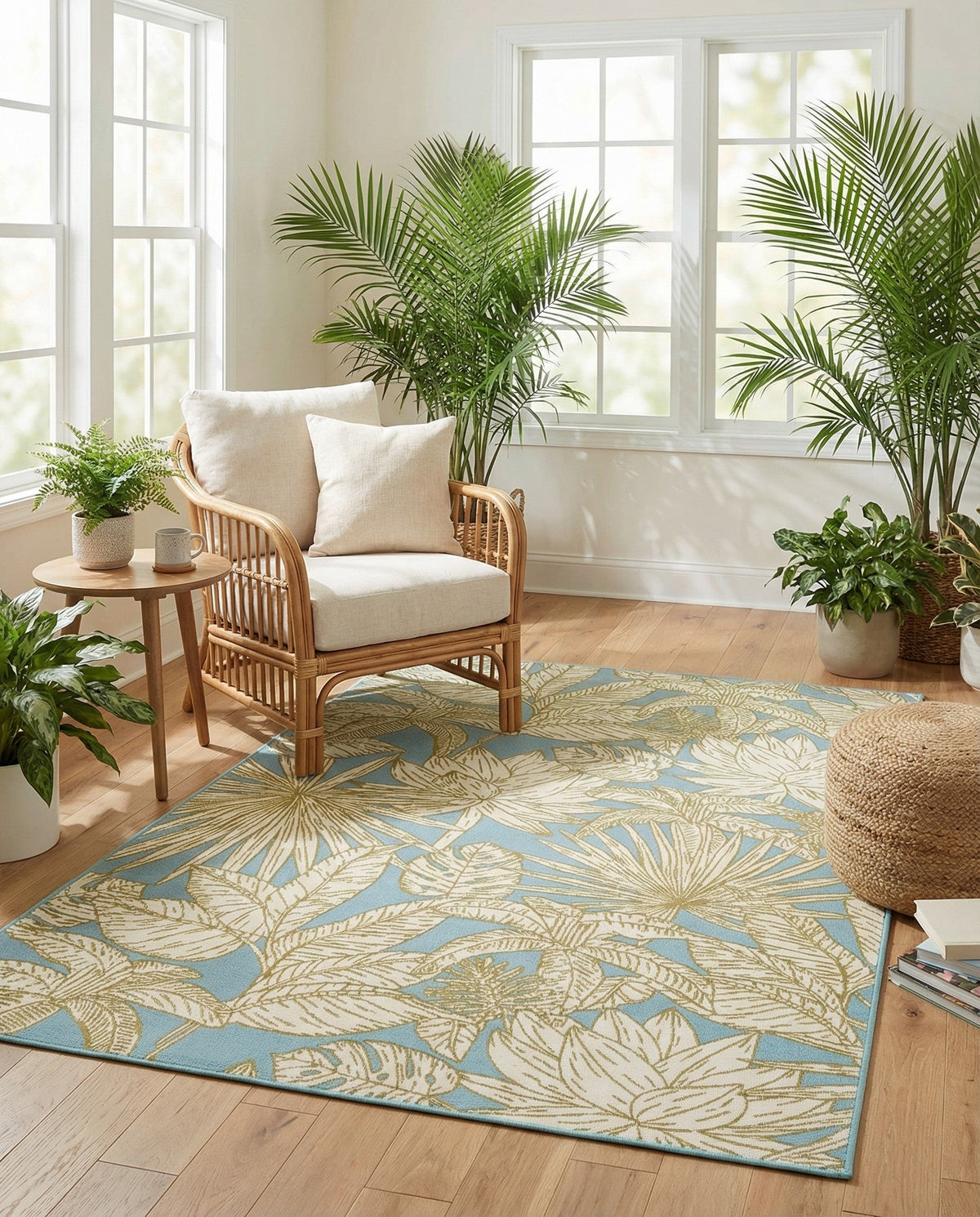 Seaside Blooms Collection Area Rug -  Shalimar Rectangle Soft Blue  lifestyle 20