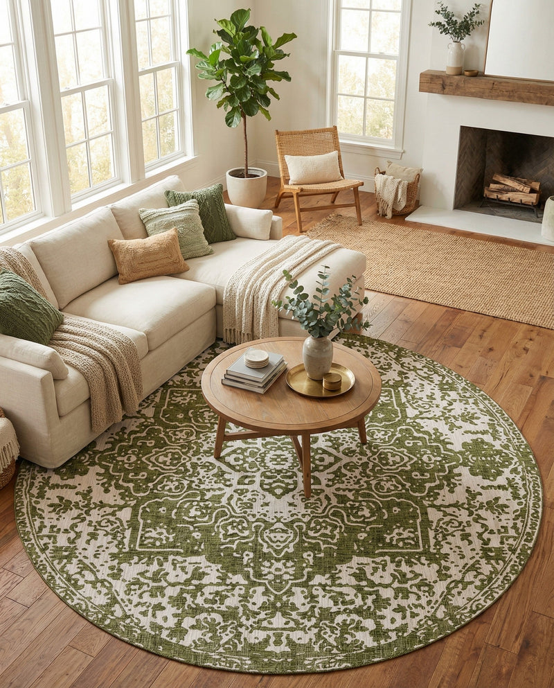 Urban Oasis Rugs Collection Area Rug -  Penthouse (Green) Round Green  lifestyle 33