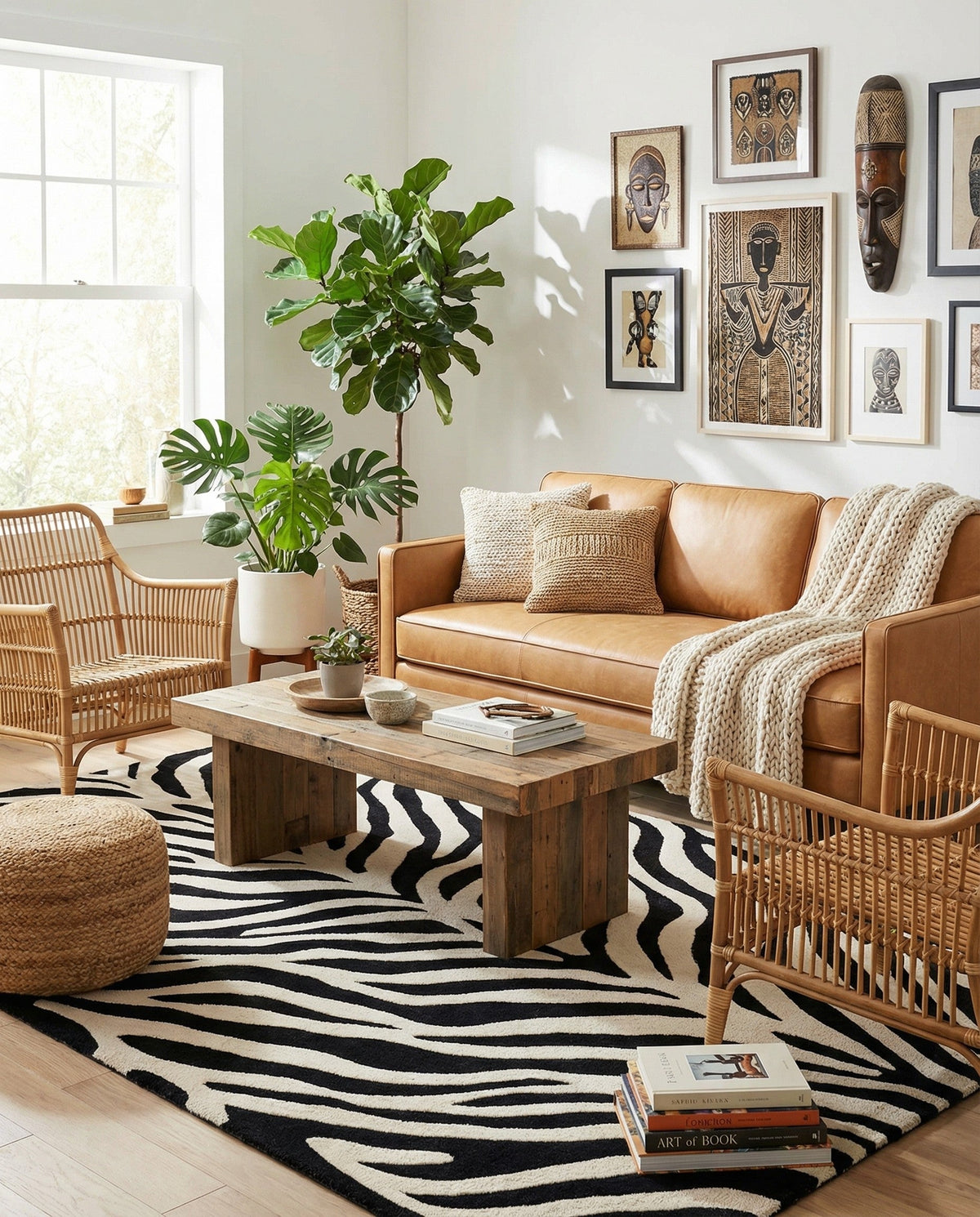 Hand Tufted Savannah Collection Area Rug -  Kalahari Rectangle Black and White  lifestyle 5
