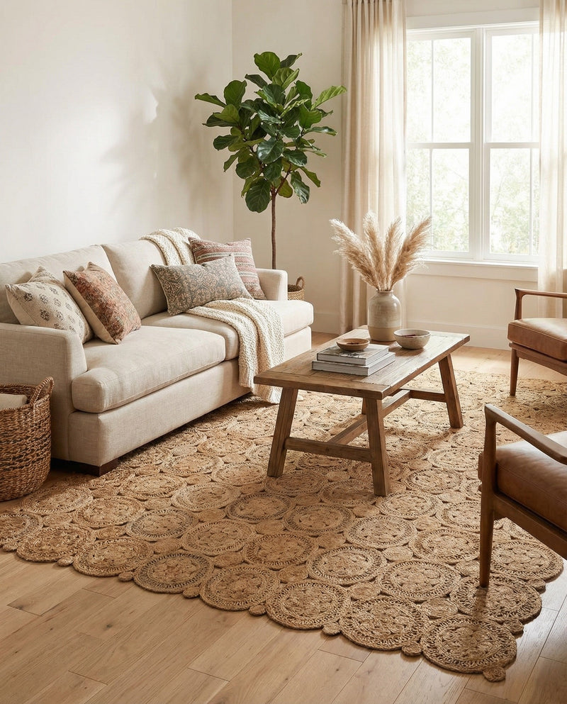 Woven Seaside Jute Collection Area Rug - Whittaker Rectangle Natural  lifestyle 24