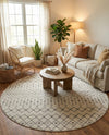 Mediterranean Lattice Collection Area Rug - Santorini (Ivory and Gray) Round Ivory and Gray  lifestyle 41