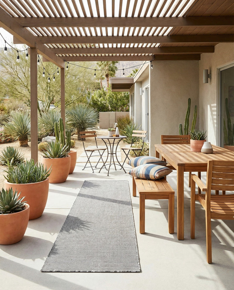 Jill Zarin Sedona Oasis Outdoor Collection Area Rug - Coconino (Silver Stars) Runner Silver Stars  lifestyle 16