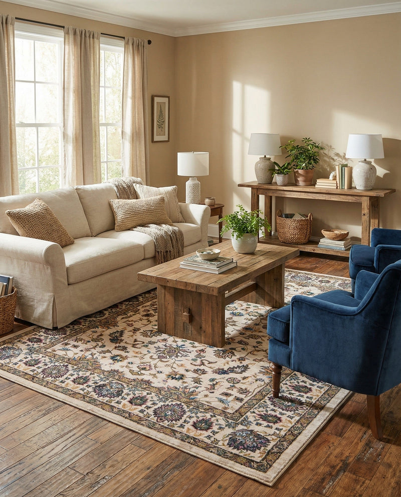 Casablanca Tapestry Collection Area Rug -  Marrakech (Ivory) Rectangle Ivory  lifestyle 6