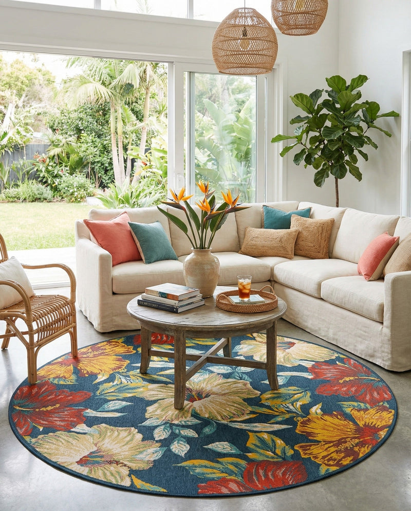 Seaside Haven Rugs Collection Area Rug -  Nautical Round Multi  lifestyle 68