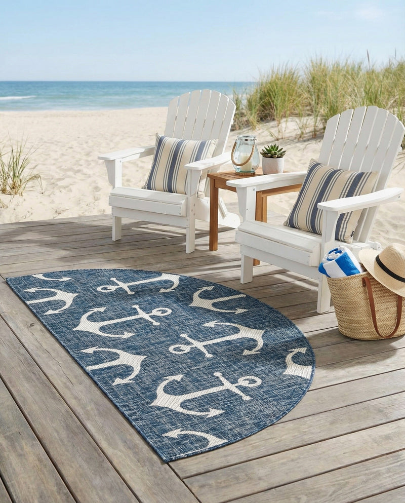 Seaside Haven Rugs Collection Area Rug - Sapphire (Blue) Hearth Blue  lifestyle 55