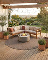 Seaside Serenity Collection Area Rug - Veranda (Light Brown) Round Light Brown  lifestyle 43