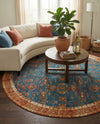 Patio Heritage Collection Area Rug -  Pavilion Round Navy Blue  lifestyle 49
