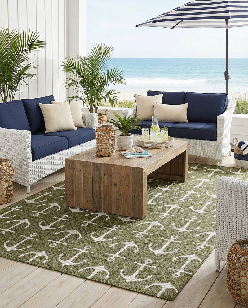 Seaside Haven Rugs Collection Area Rug - Sapphire (Green) Rectangle Green  lifestyle 4