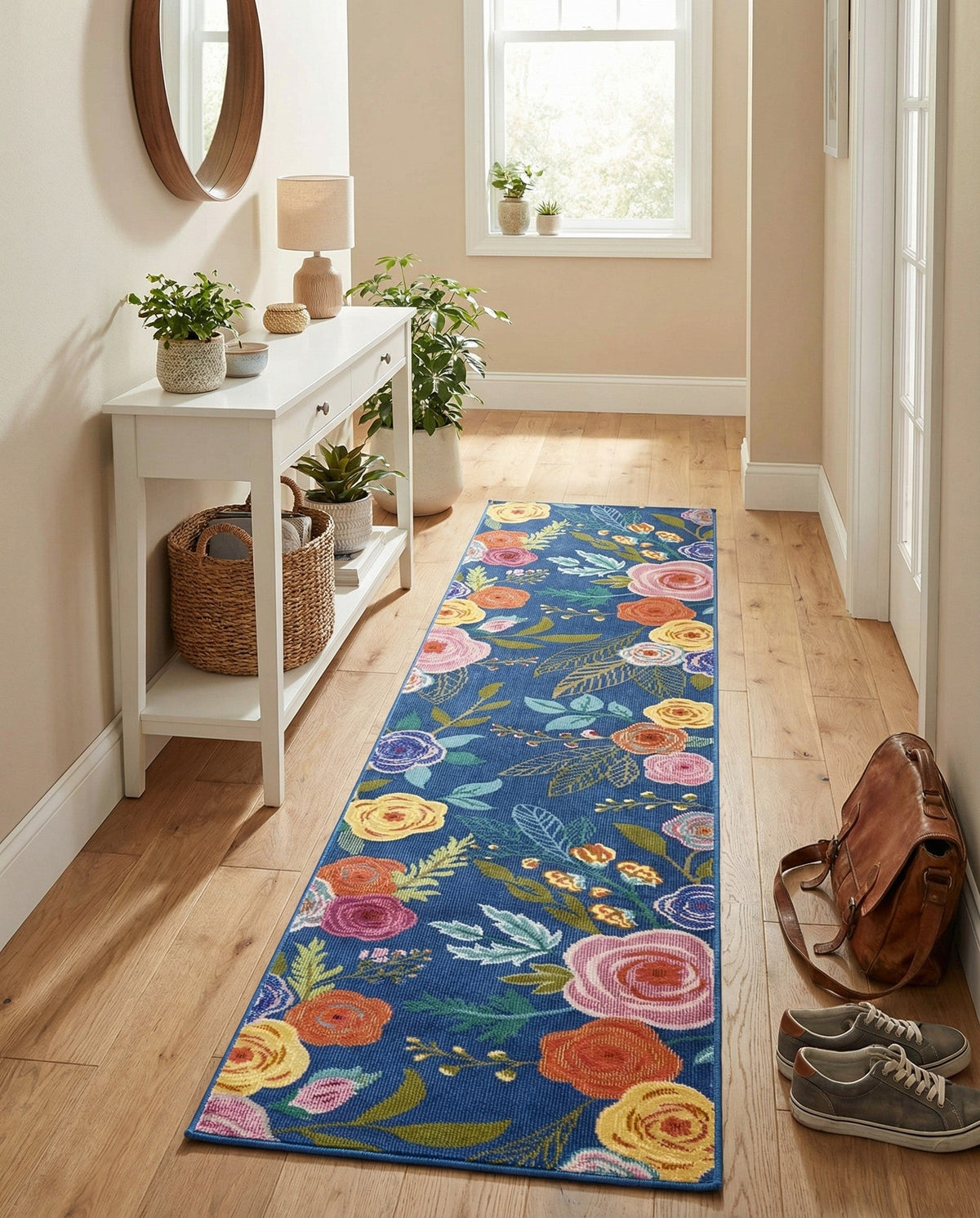 Meadow Breeze Collection Area Rug -  Petal Runner Blue  lifestyle 209